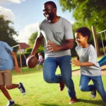 Dad with kids at the park