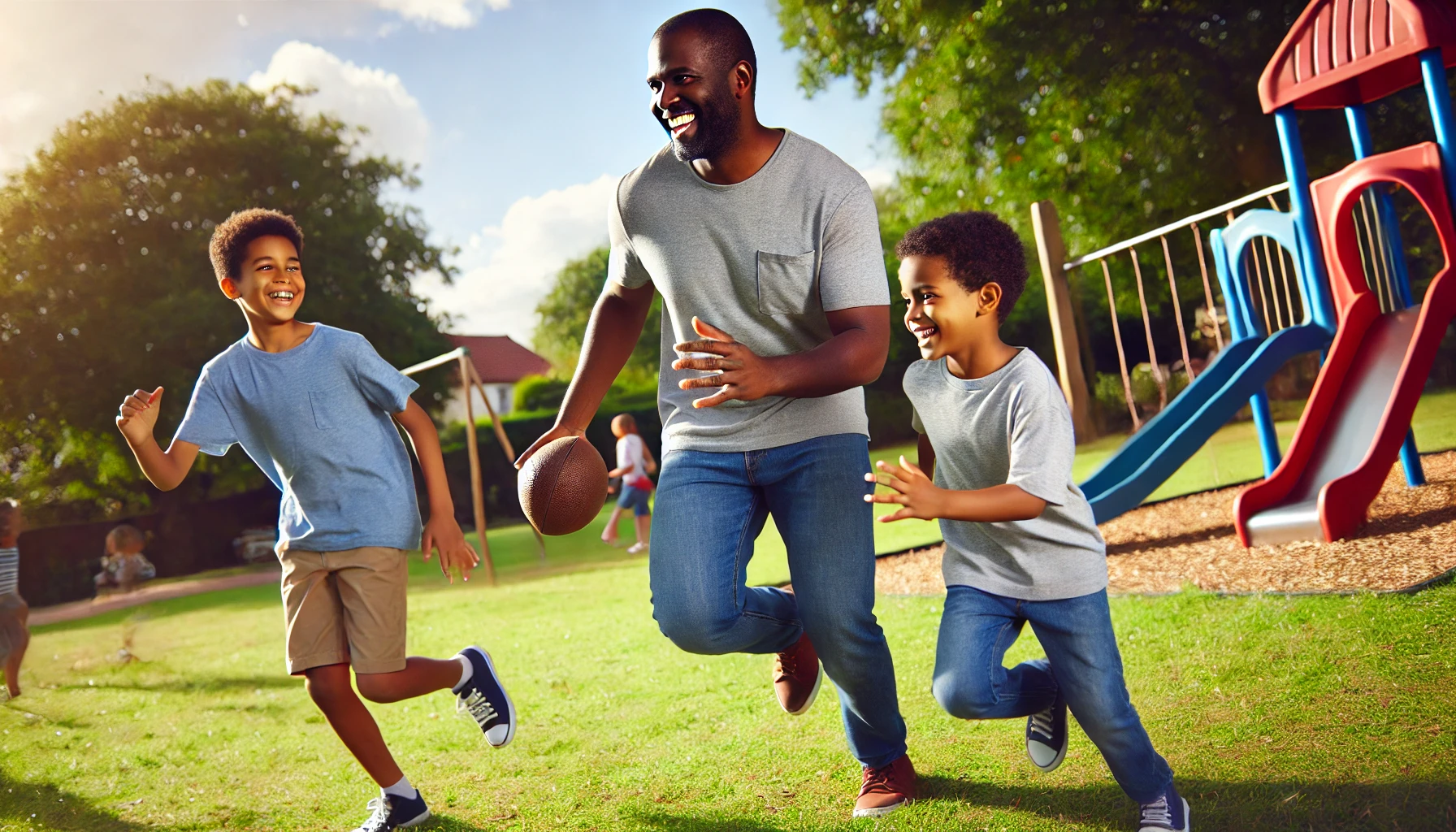 Dad with kids at the park